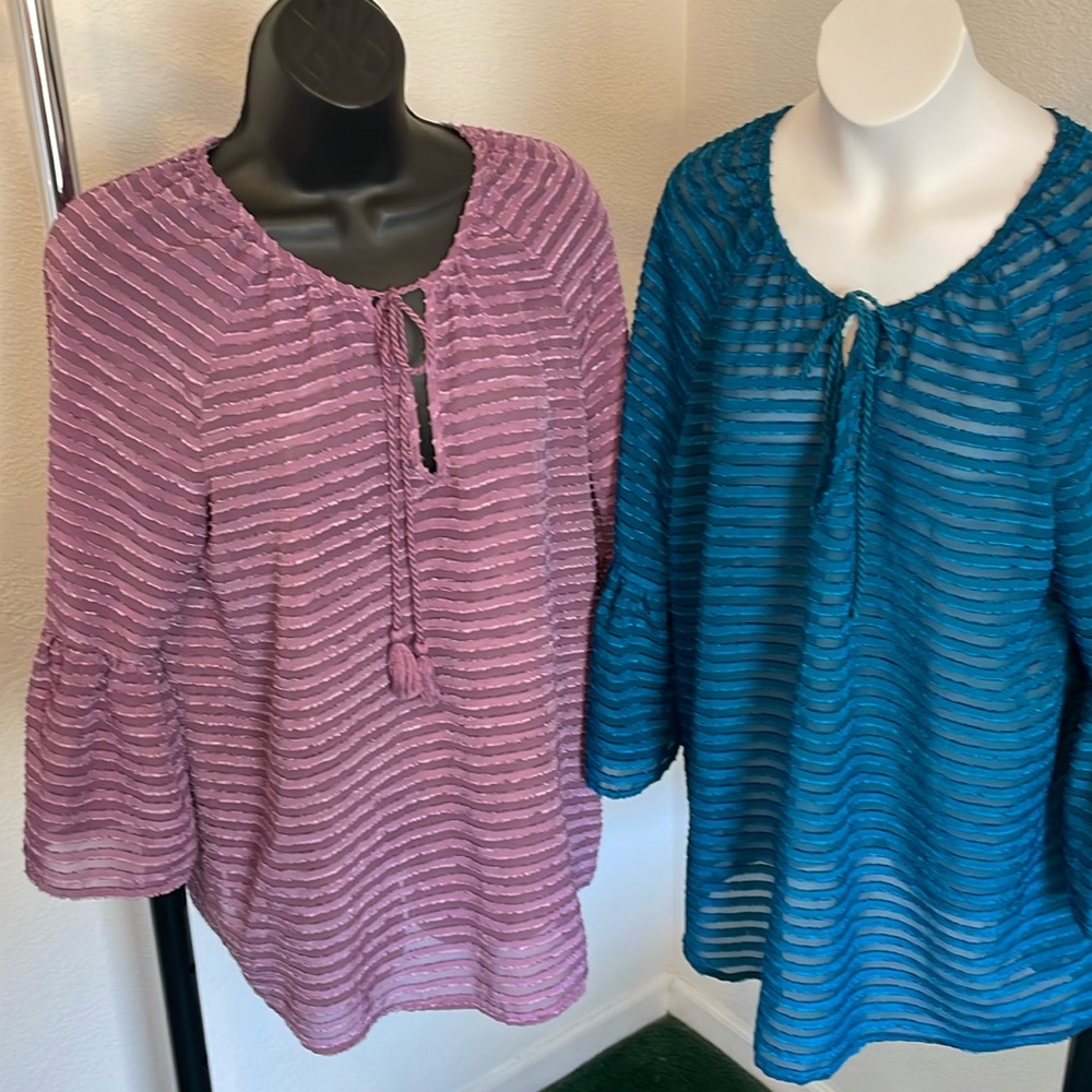 Turquoise/Lavender Medium Blouse Bundle(2)